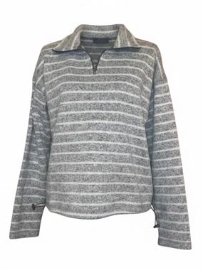 THREAD & SUPPLY Horizontal Striped Pullover Gray and White SIZE LARGE